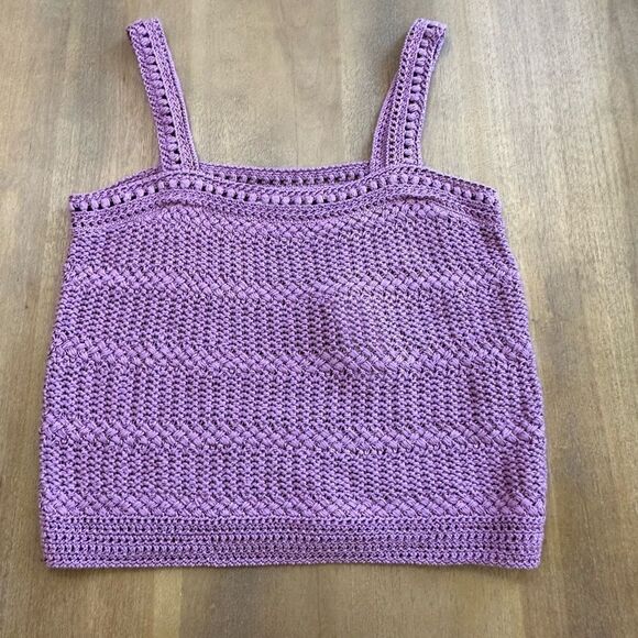 Vince Crochet Chunky Knit Tank Top Lilac Purple‎ Size Medium - Picture 3 of 12